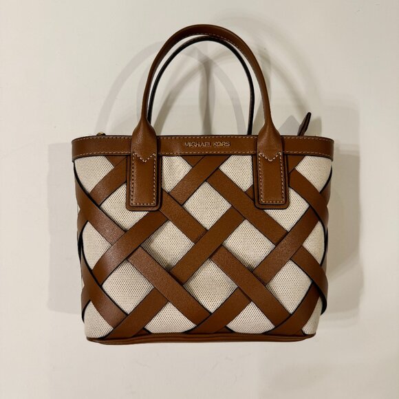 Michael Kors Handbags - MICHAEL Michael Kors - Sienna Small Lattice Tote Bag in Tan and Ivory
